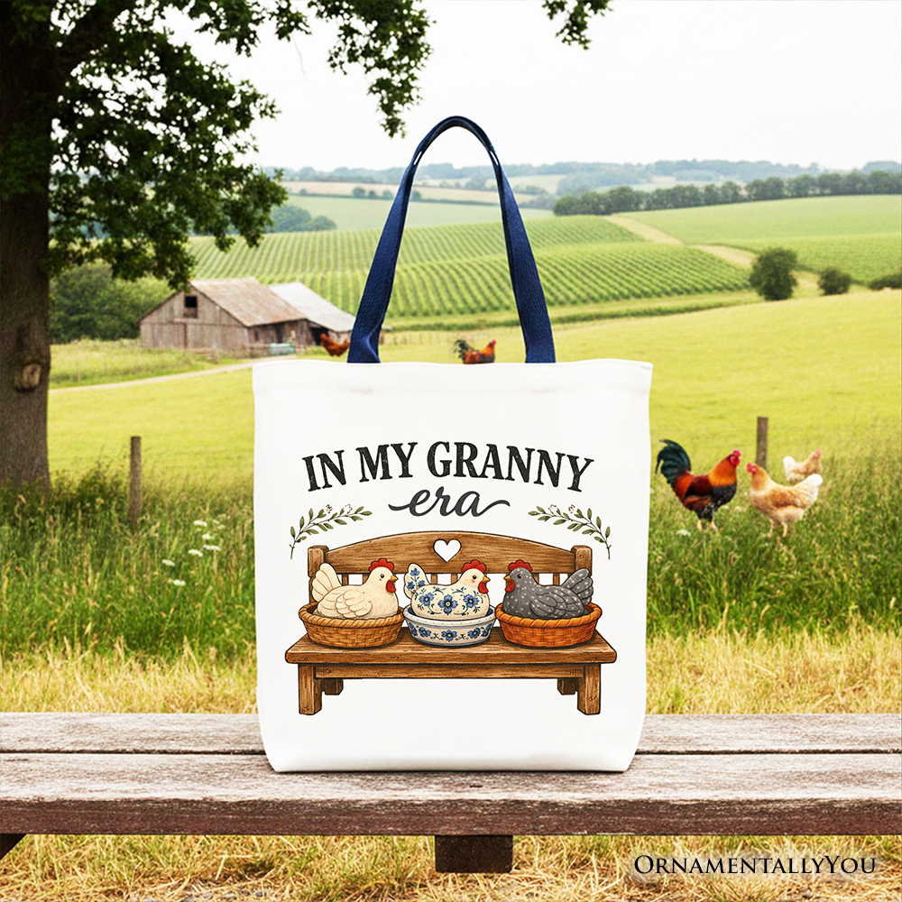 In My Granny Era Chicken Vintage Tote Bag – Farmhouse Cotton Shopper