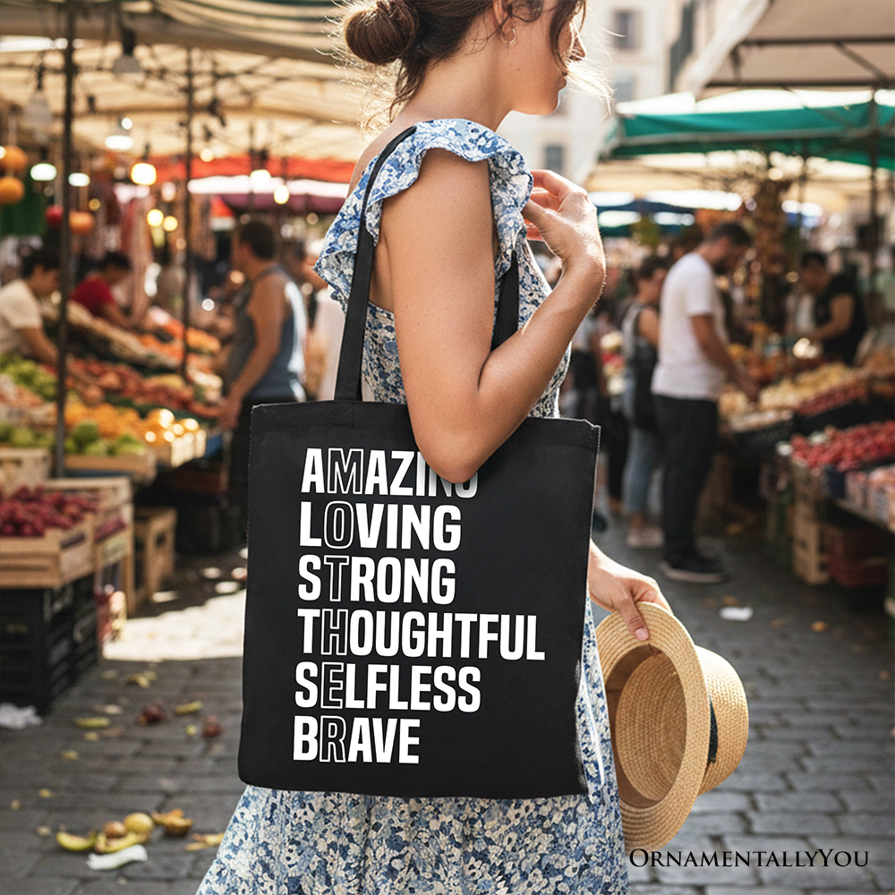 Inspirational Mom Cotton Tote Bag - Brave & Thoughtful Gift