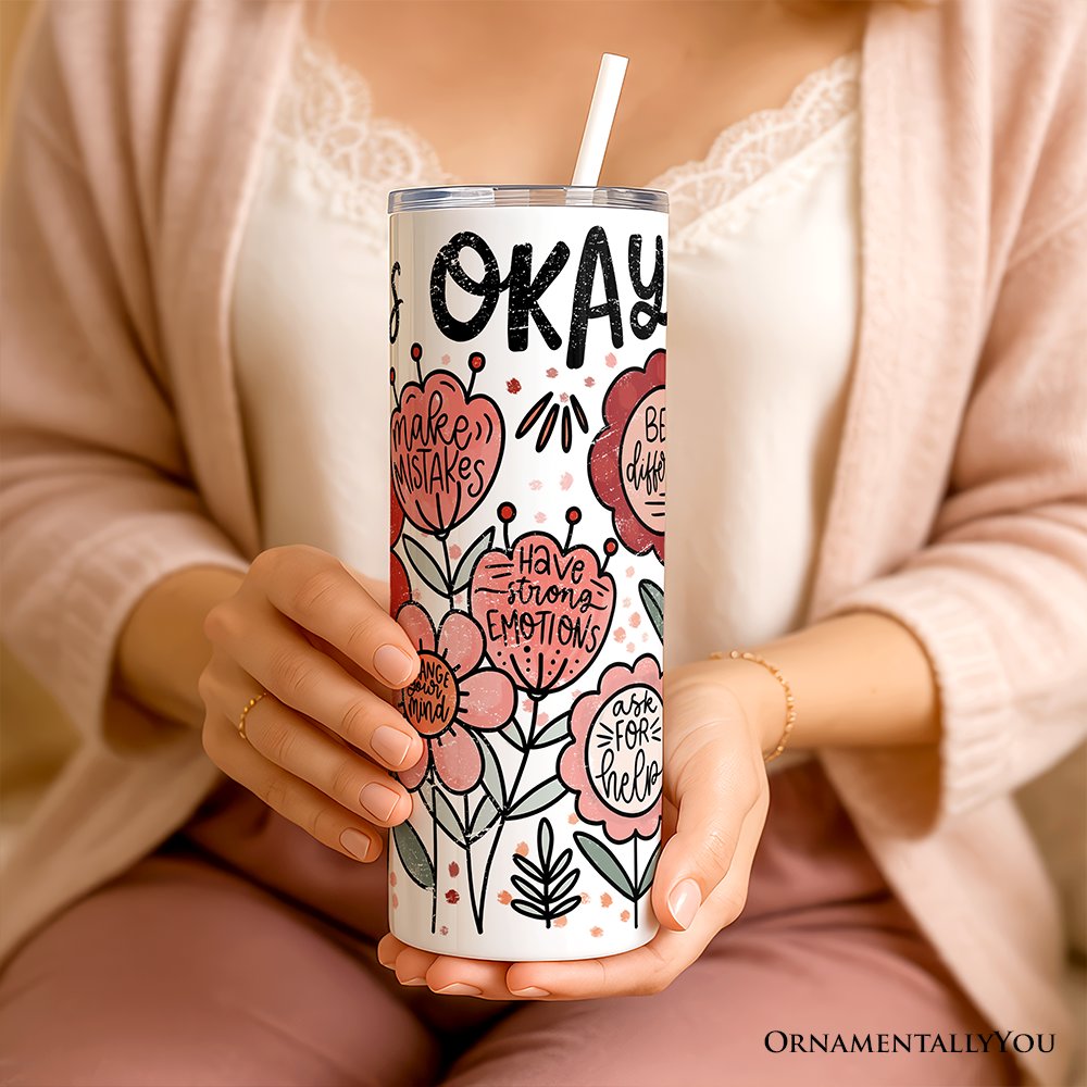 Floral Affirmation 20oz Personalized Tumbler with Stainless Straw