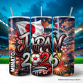Japan 2026 Soccer Cup 20oz Stainless Steel Tumbler, Sporty Travel Cup