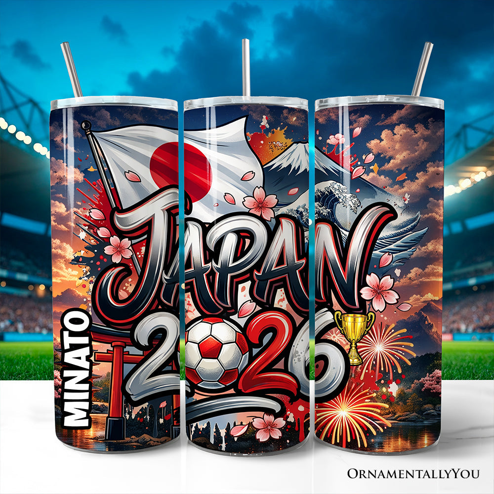 Japan 2026 Soccer Cup 20oz Stainless Steel Tumbler, Sporty Travel Cup