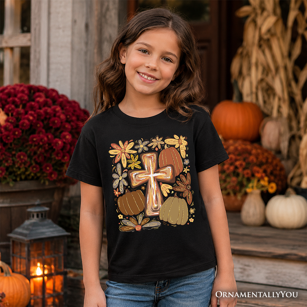 Kids Fall Blessings T-Shirt, Soft Cotton Autumn Faith Graphic Tee