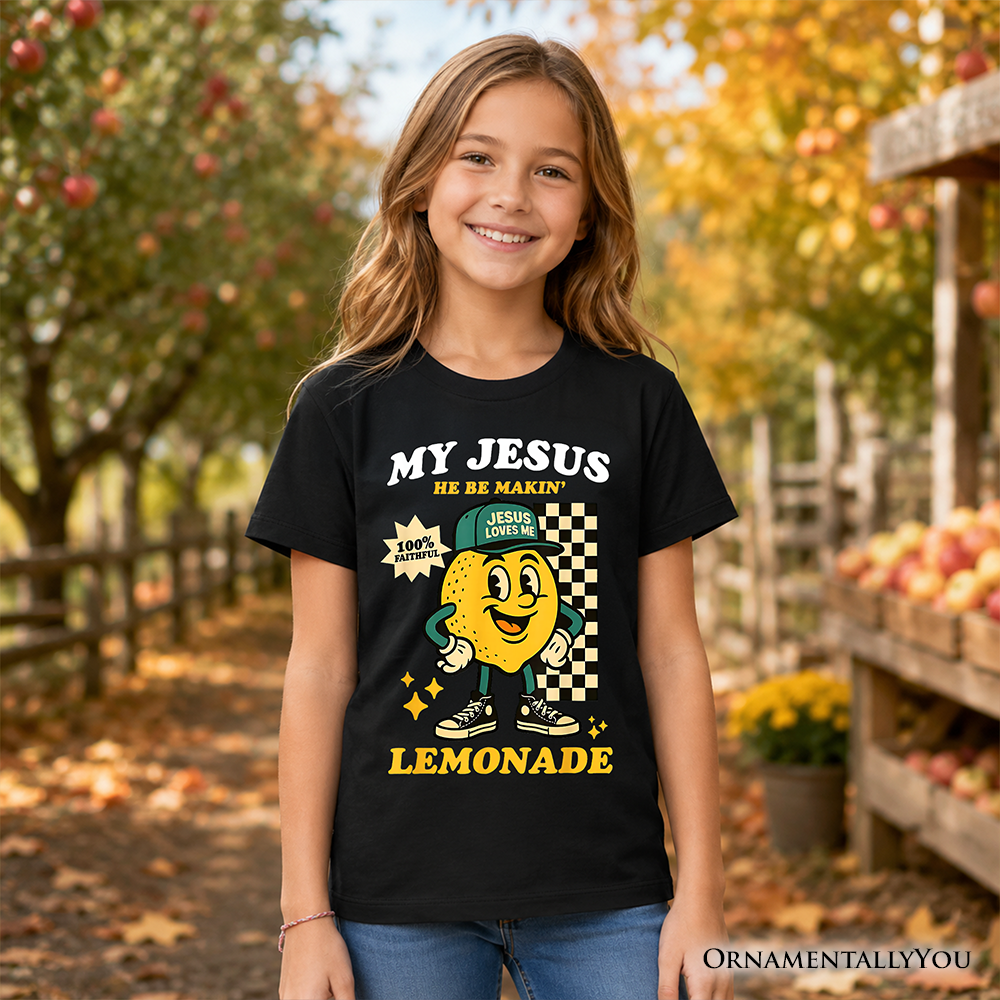 Funny Jesus Lemonade Graphic T-Shirt for Kids - Retro Youth Faith Tee