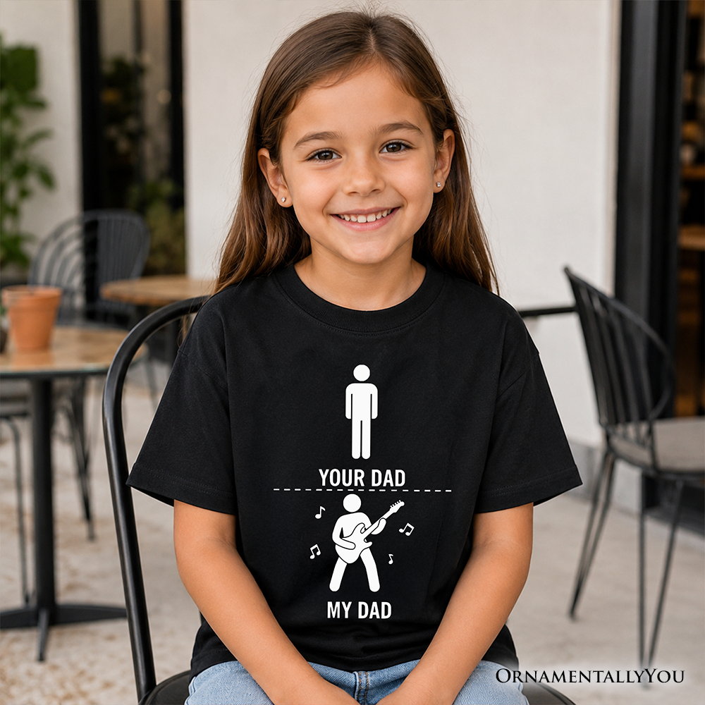 Funny Your Dad Vs My Cool Dad Bass Guitar T-Shirt for Kids