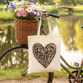 Leopard Heart Valentine Canvas Tote Bag, Leopard Print Shopper