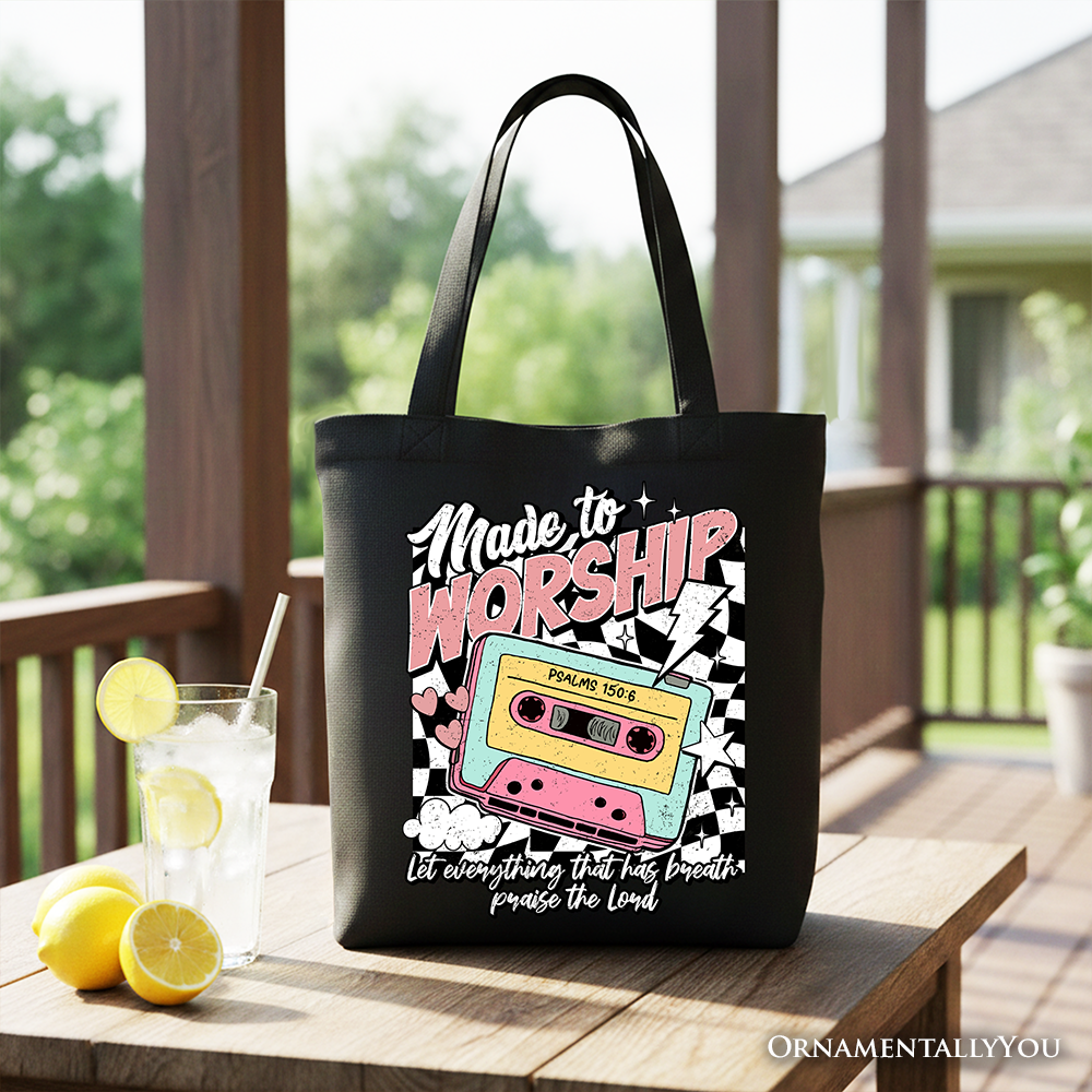 Made to Worship Christian Tote Bag, Psalm 150:6 Bible Verse Shopper