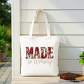 Made to Worship Floral Retro Faith Tote Bag, Cotton Gift Shopper
