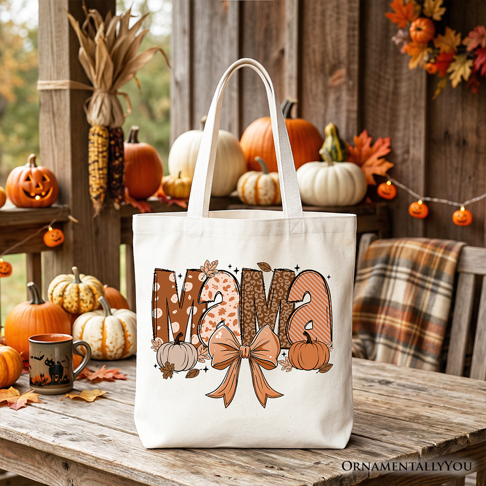 Coquette Autumn Pumpkin Tote Bag, Spacious Fall Mom Handbag