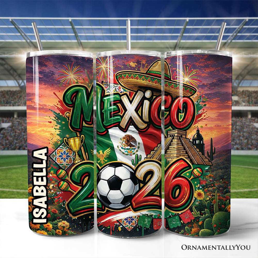 Mexico 2026 Soccer Cup 20oz Stainless Steel Tumbler with Straw