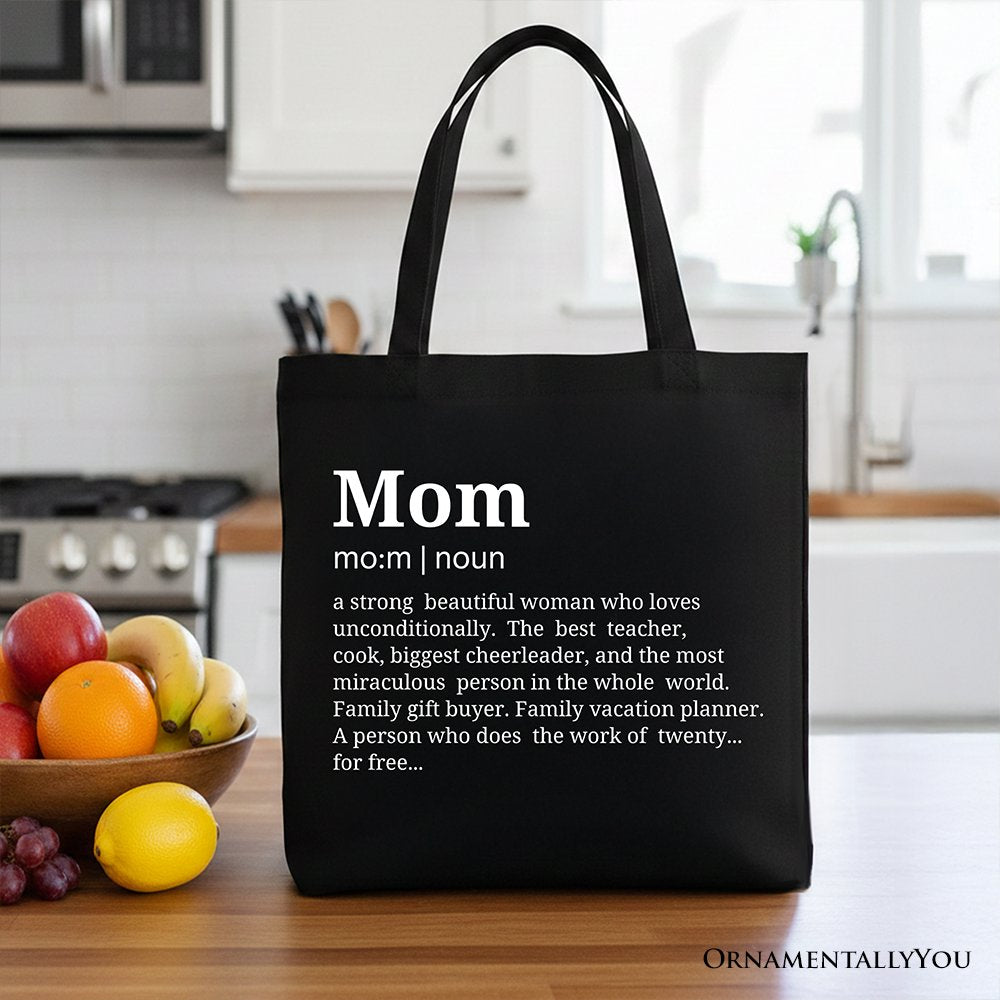 Mom Definition Canvas Tote Bag - Minimalist Cotton Shopper