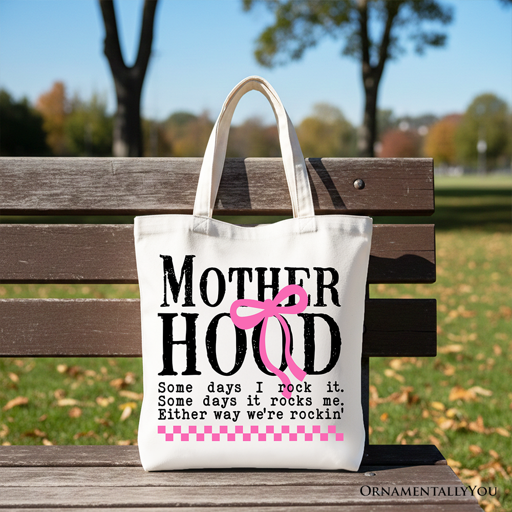 Motherhood Coquette Pink Bow Tote Bag Retro Checkered Shopper