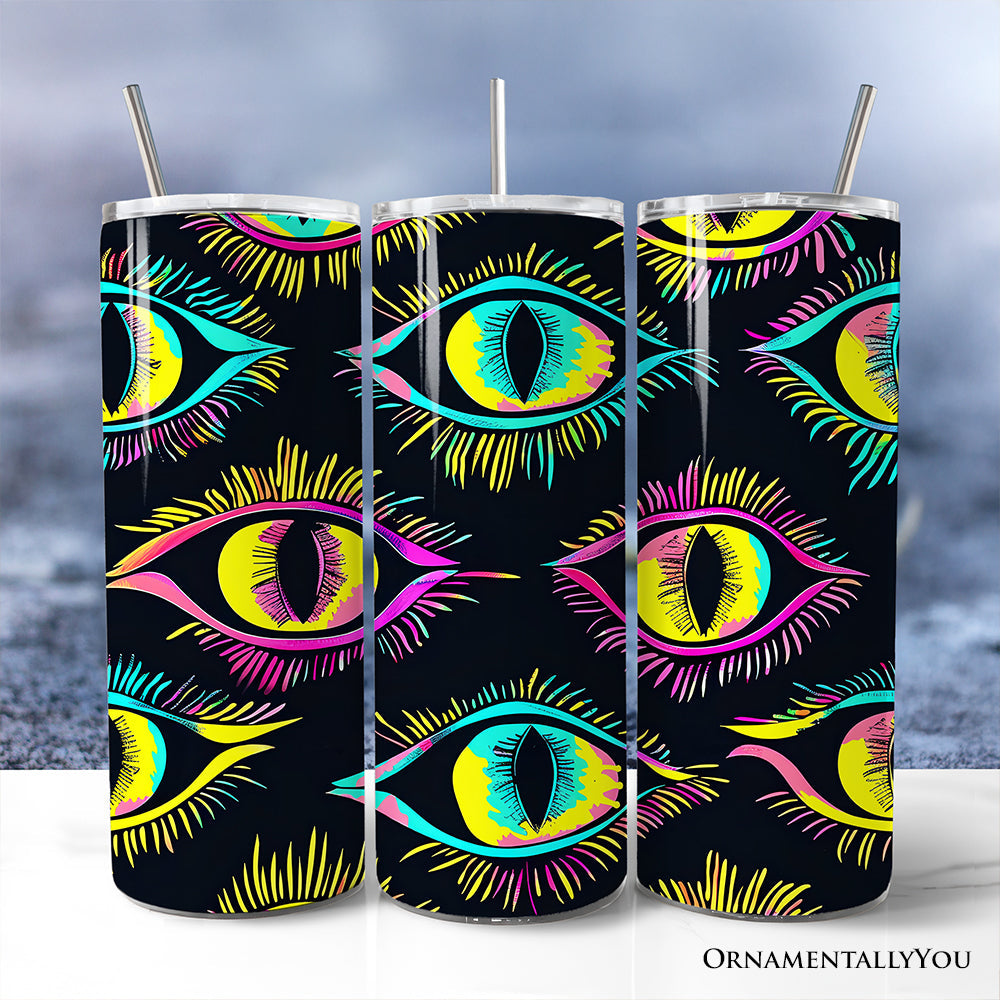 Neon Evil Eye 20oz Stainless Steel Tumbler, Modern Mystical Cup