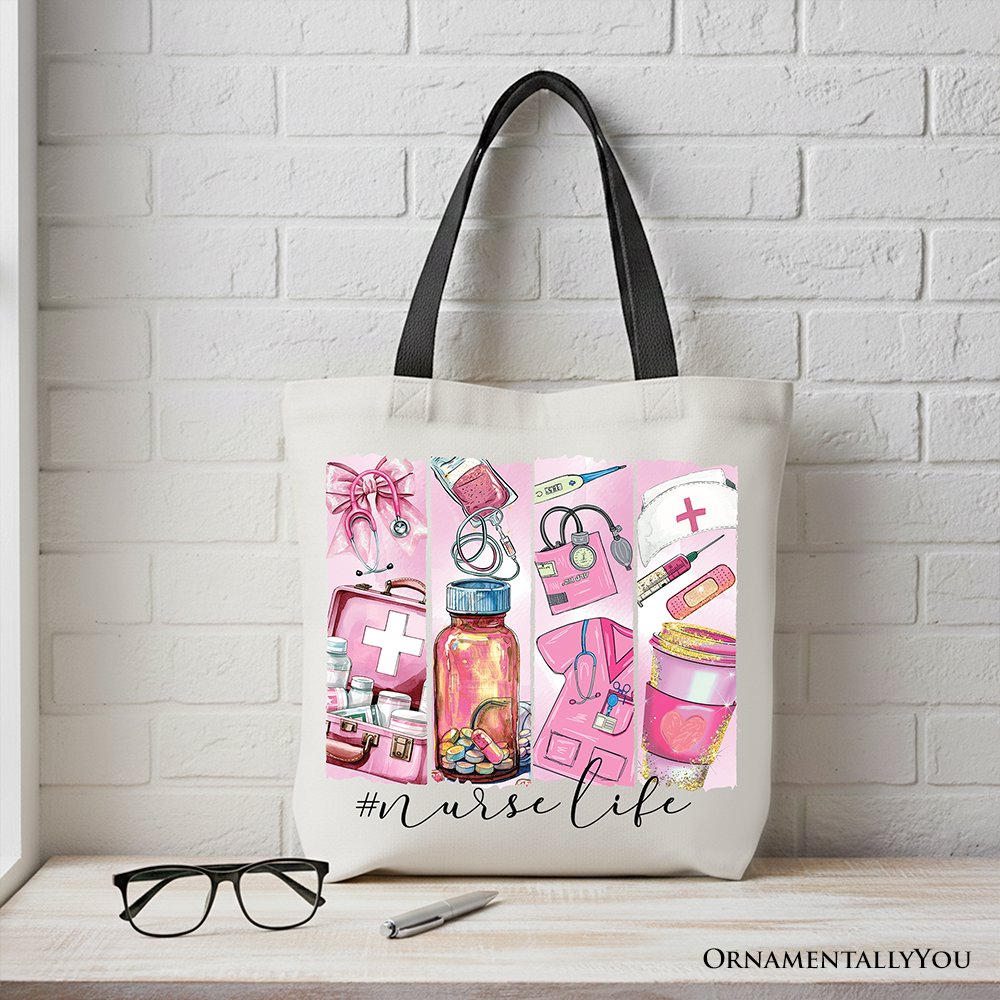 Nurse Life Cotton Canvas Tote Bag - Coquette Style Medical Gift