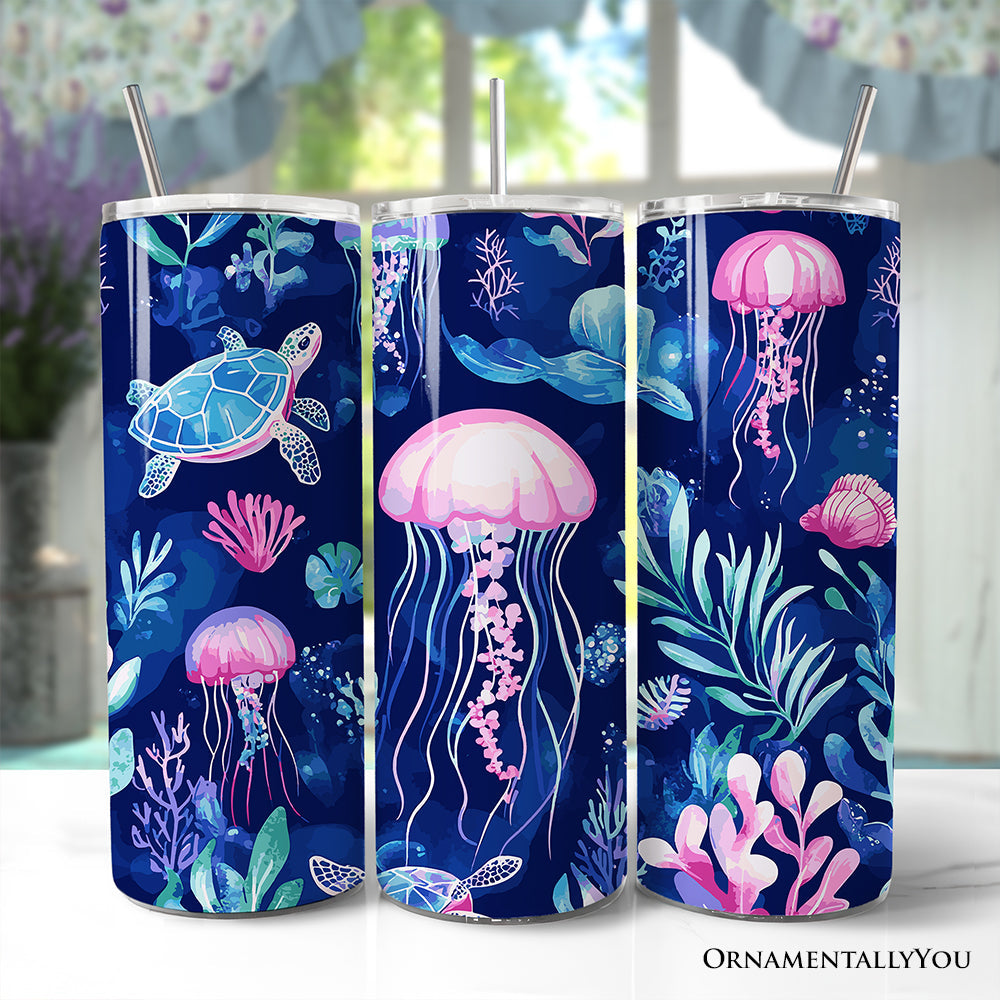 Ocean Jellyfish and Sea Turtle 20oz Stainless Steel Tumbler