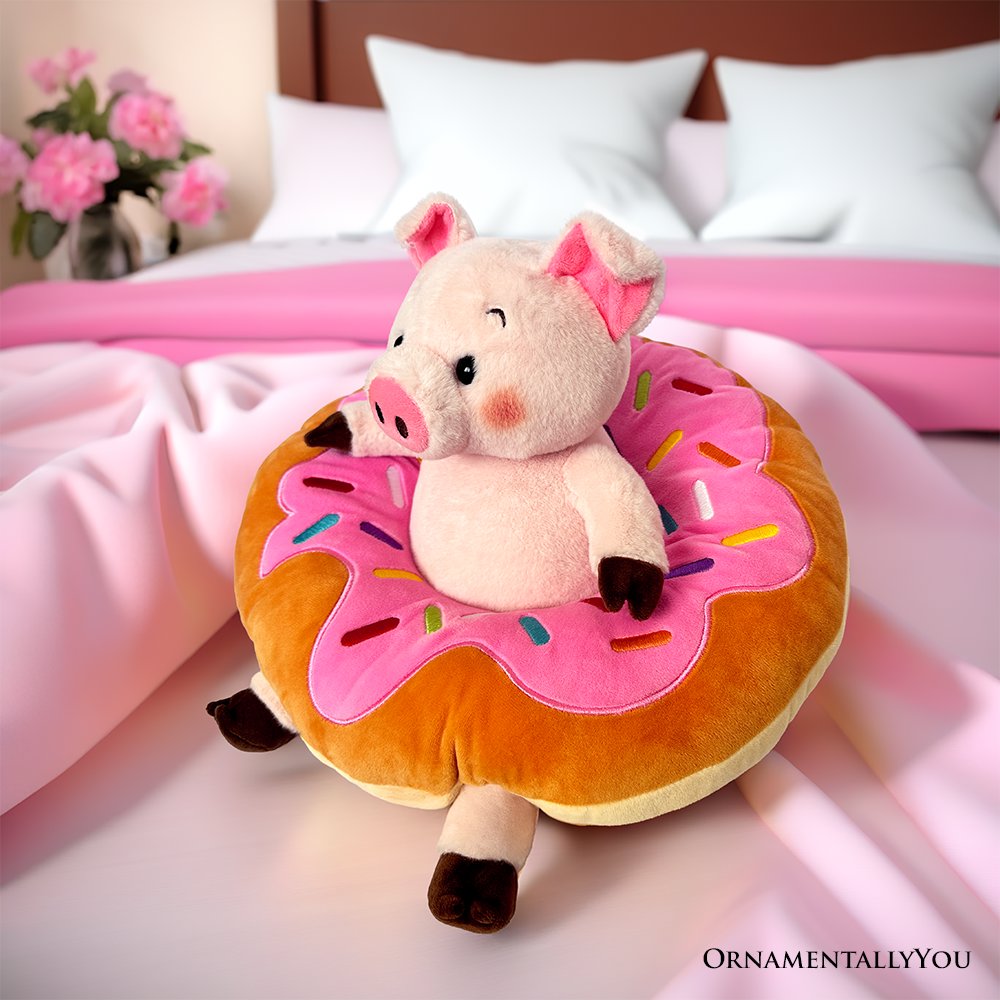 Ollie Oinker Pig Plushie 12" Donut Stuffed Animal Toy