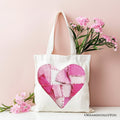 Patchwork Pink Heart Canvas Tote Bag Vintage Coquette Gift