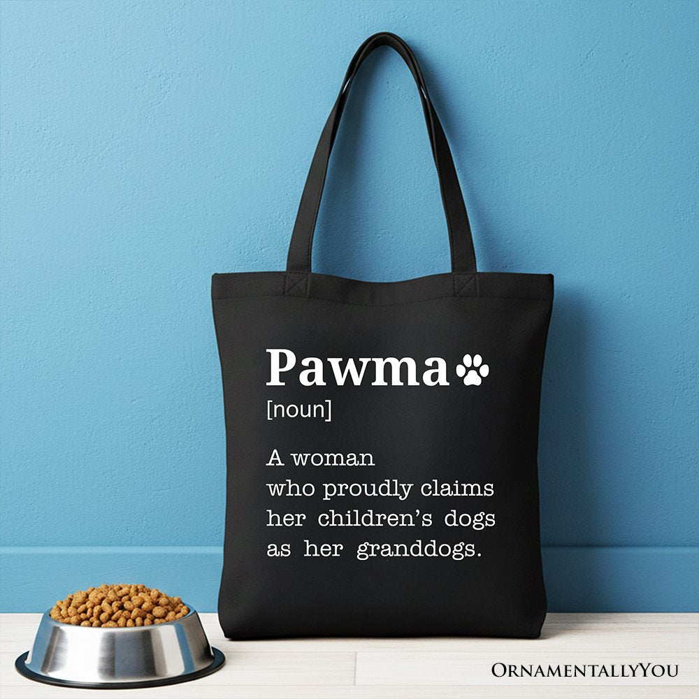 Pawma Definition Canvas Tote Bag, Funny Dog Mom Gift Shopper