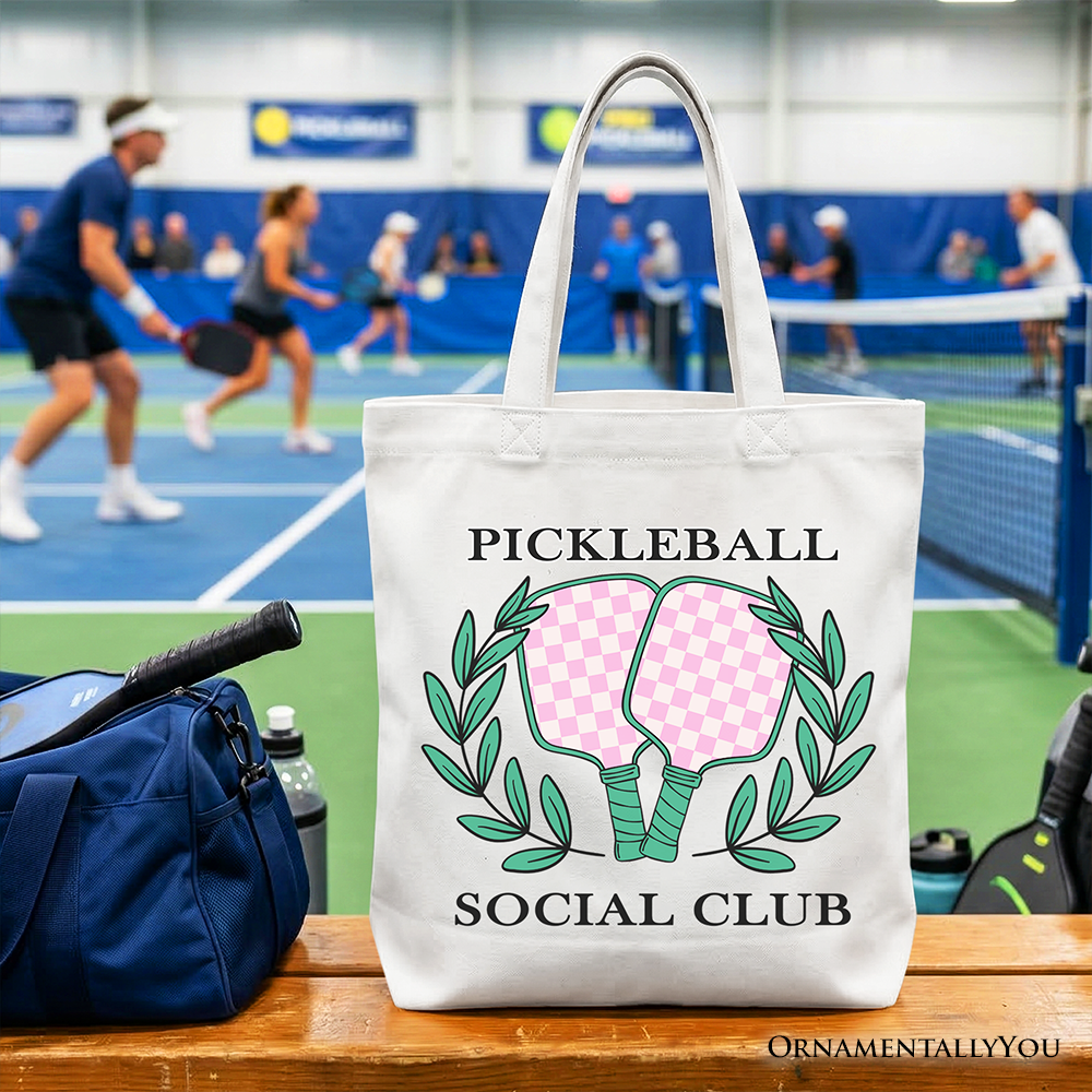 Retro Pickleball Social Club Tote Bag Girly Sporty Shopper