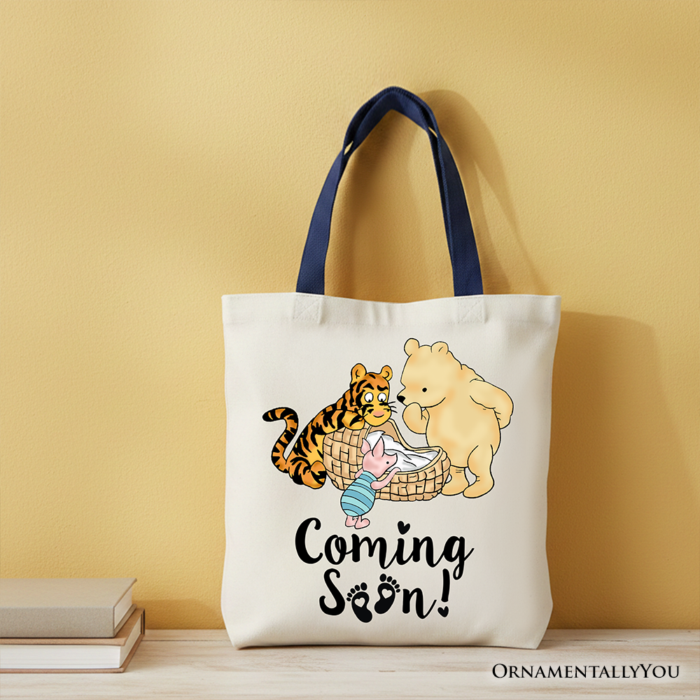 Winnie-the-Pooh Pregnancy Announcement Tote Bag, Baby Reveal Gift