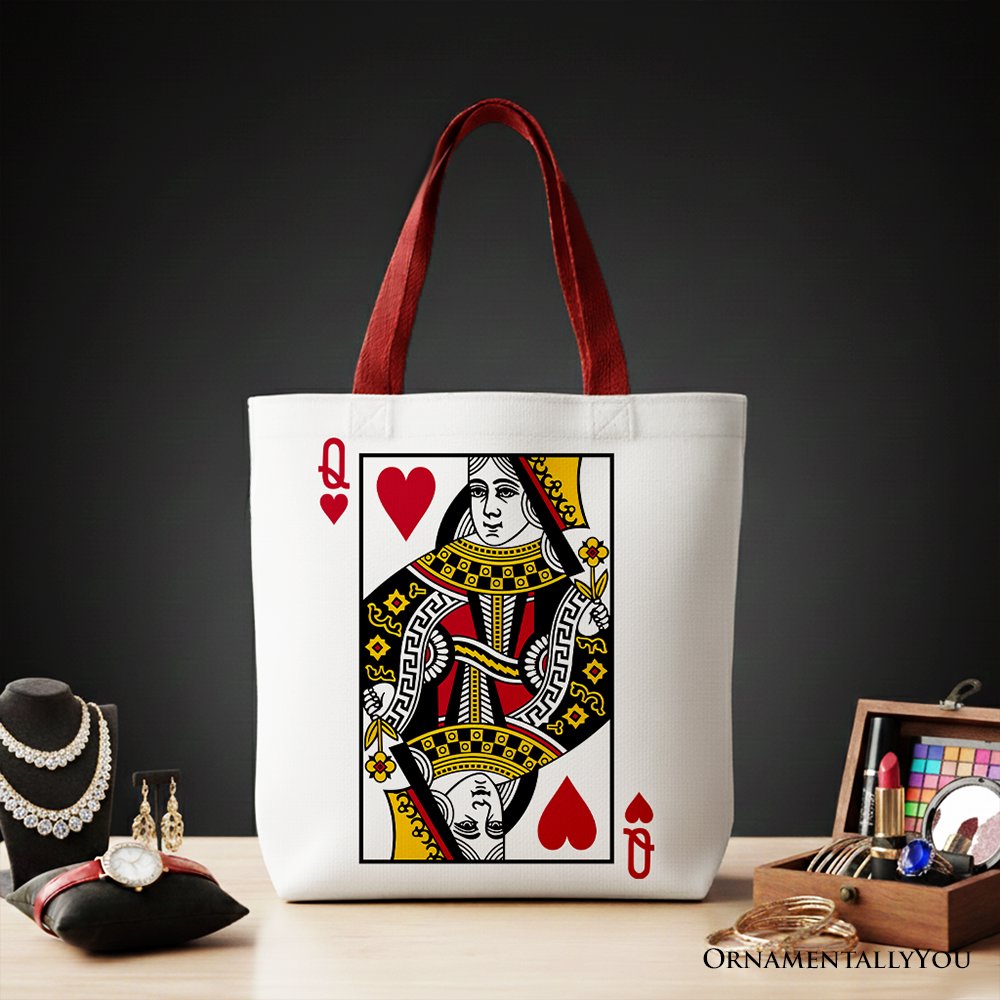 Queen of Hearts Crown Canvas Tote Bag, Vintage Style Gift Bag