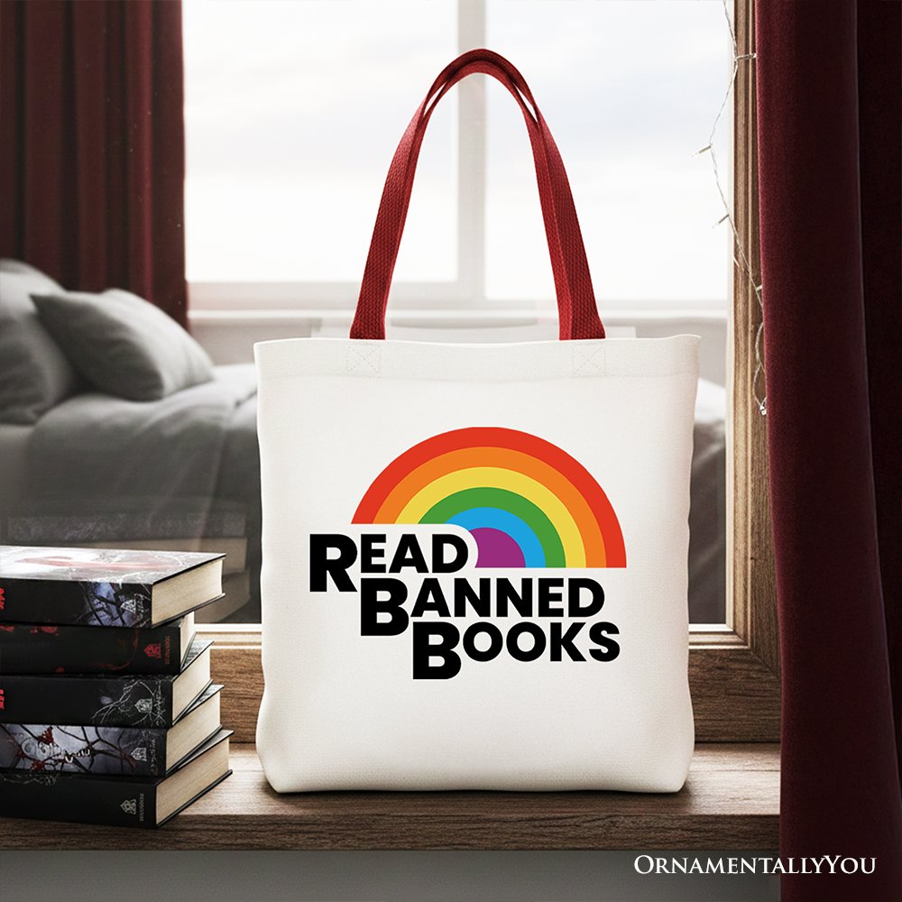 Read Banned Books Rainbow Canvas Tote Bag – Book Lover Library Gift