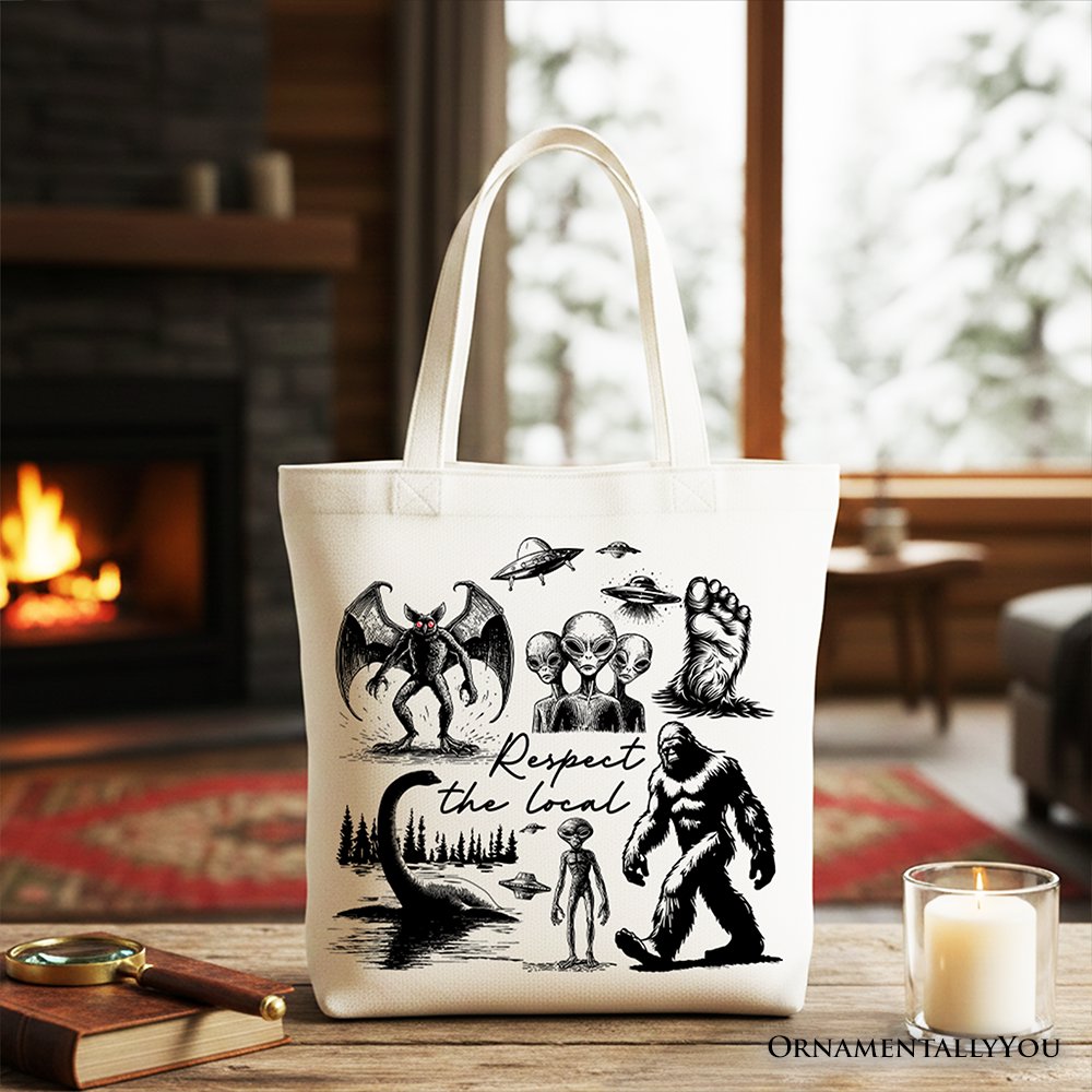 Respect The Local Cryptid Squad Canvas Tote Bag, Meme Shopper