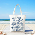 Respect the Locals Ocean Animals Cotton Tote Bag - Coastal Gift