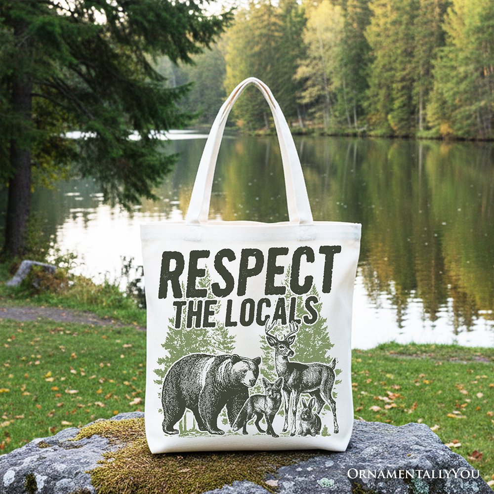 Respect the Locals Nature Canvas Tote Bag - Vintage Outdoorsy