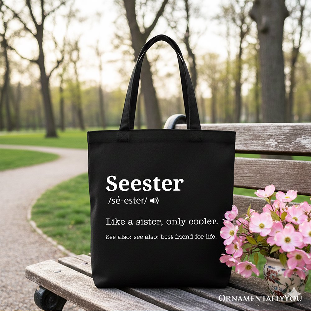 Seester Definition Canvas Tote Bag, Funny Sister Gift Shopper