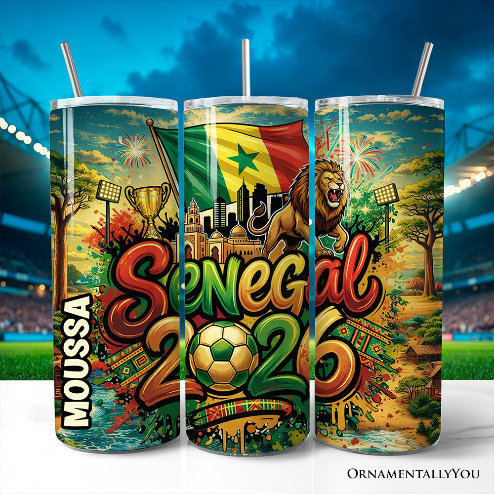 Senegal 2026 Soccer Cup 20oz Stainless Steel Tumbler, Fan Gift