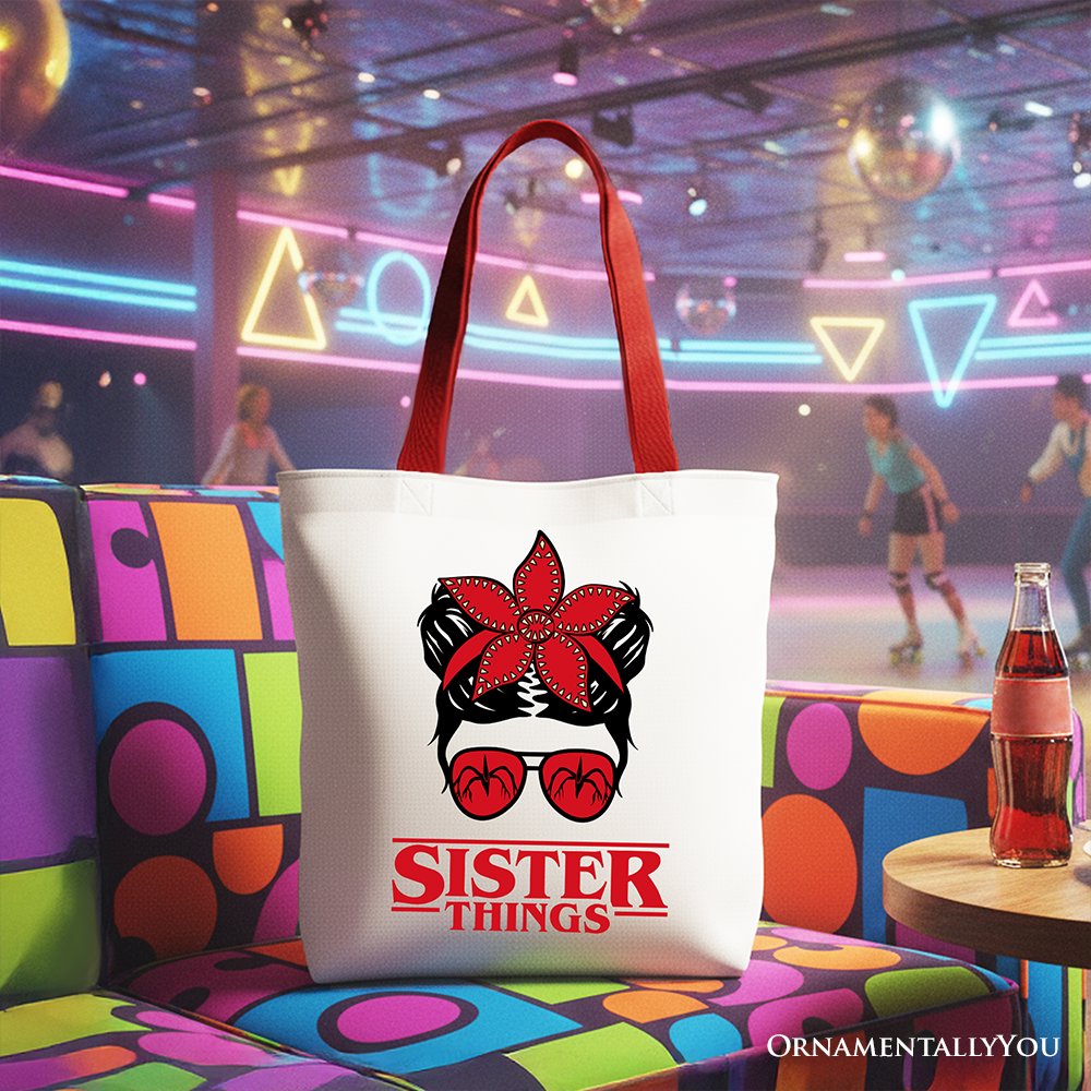 Sister Things Retro Canvas Tote Bag with Red Bandana and Glasses