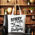 Funny Lamb Tote Bag, Retro Dilly Dallying Cotton Shopper