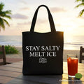 Stay Salty Melt Ice Canvas Tote Bag - Durable Handcrafted Carryall
