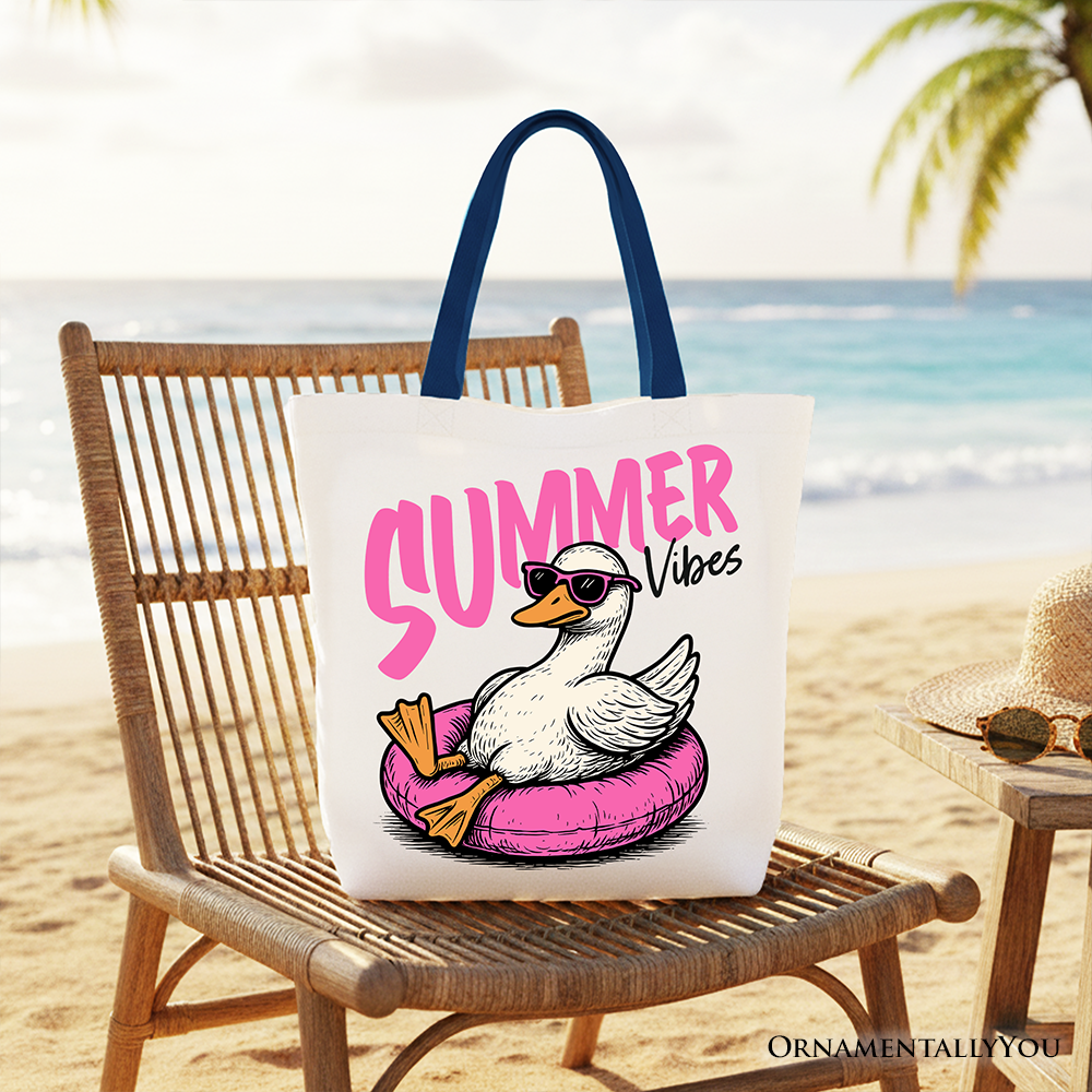 Summer Vibes Goose Tote Bag, Funny Beach Vacation Shopper