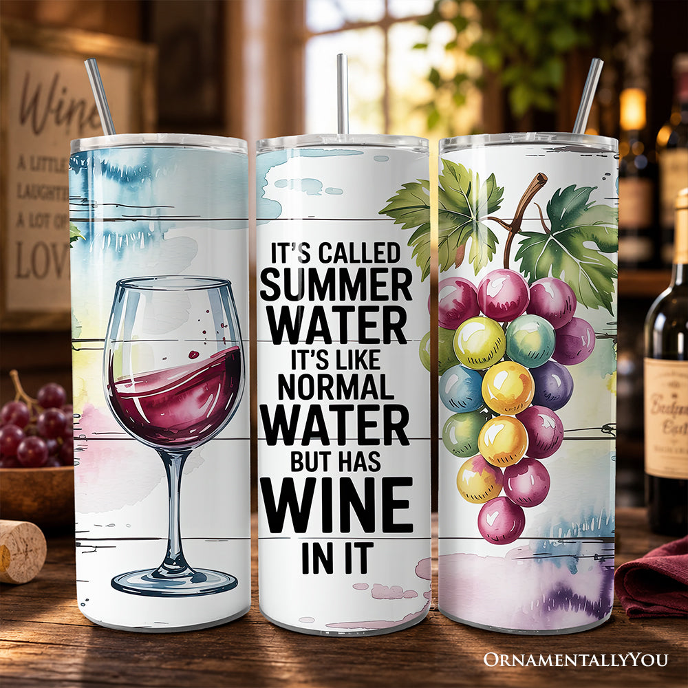 Summer Water Is Wine 20oz personalized stainless steel tumbler with straw