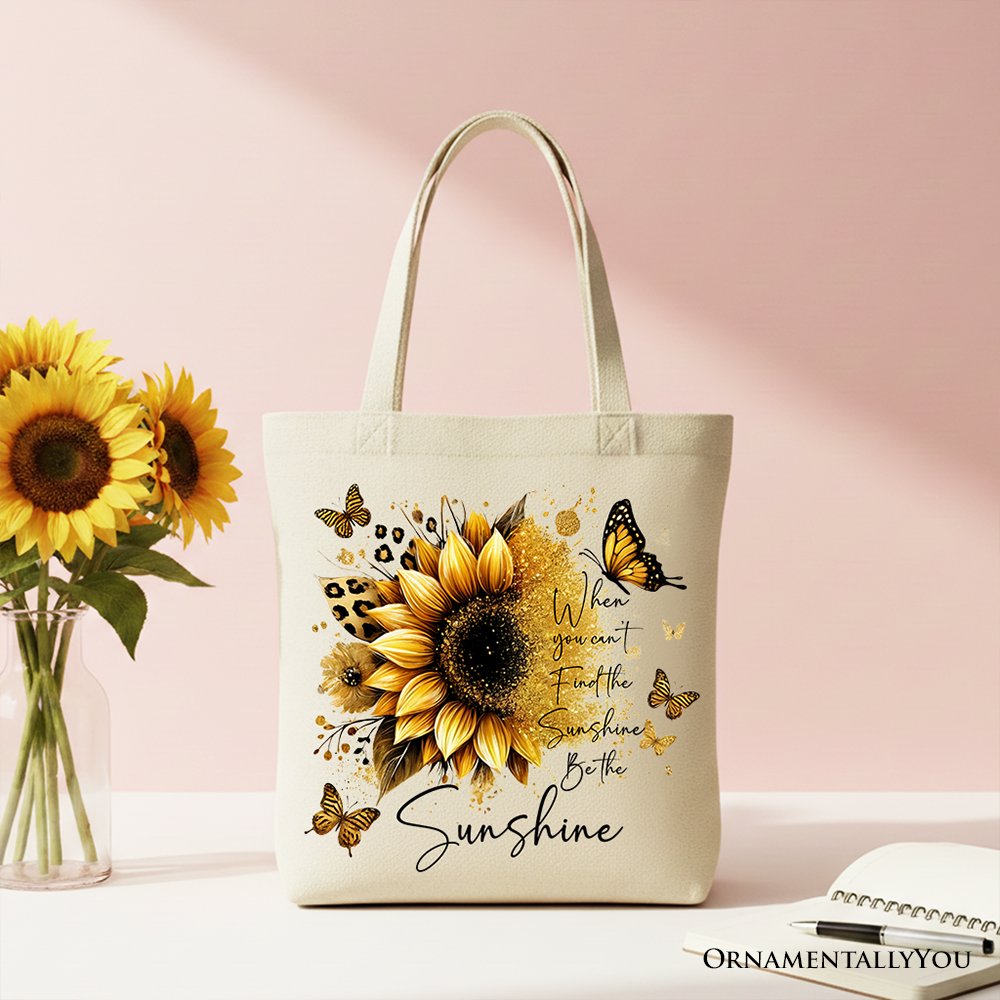 Be The Sunshine Sunflower Canvas Tote Bag, Bohemian Faith Gift
