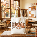 Teacher Coquette Autumn Tote Bag, Cozy Fall Pumpkin Gift