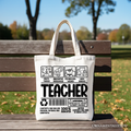 Teacher Label Tote Bag, Funny Barcode Educator Gift Shopper