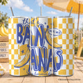 20oz yellow and blue tropical geometric travel tumbler with stainless steel straw