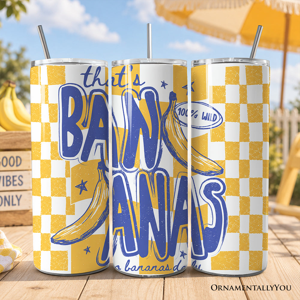 20oz yellow and blue tropical geometric travel tumbler with stainless steel straw