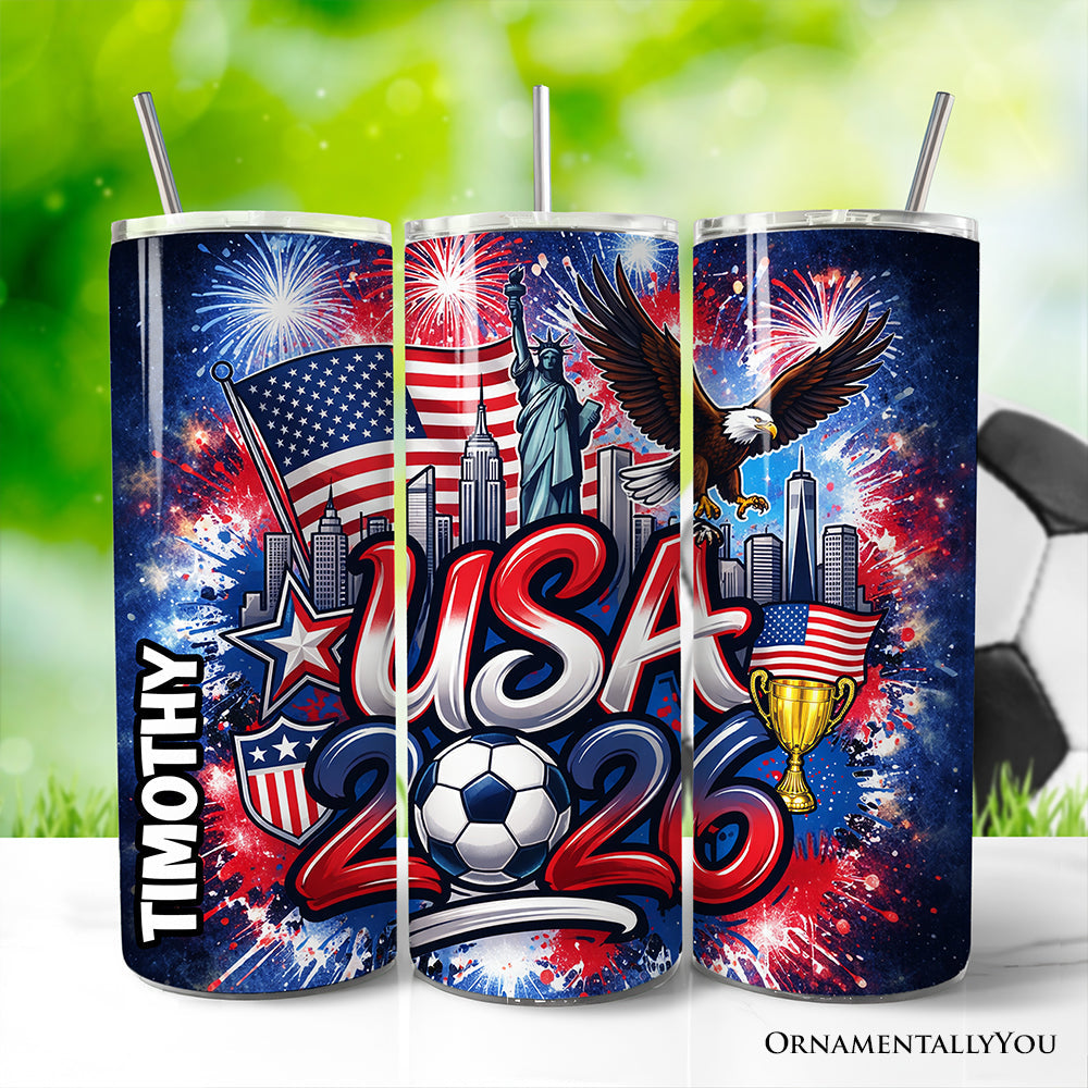 USA 2026 Soccer Cup 20oz Stainless Steel Travel Tumbler with Straw