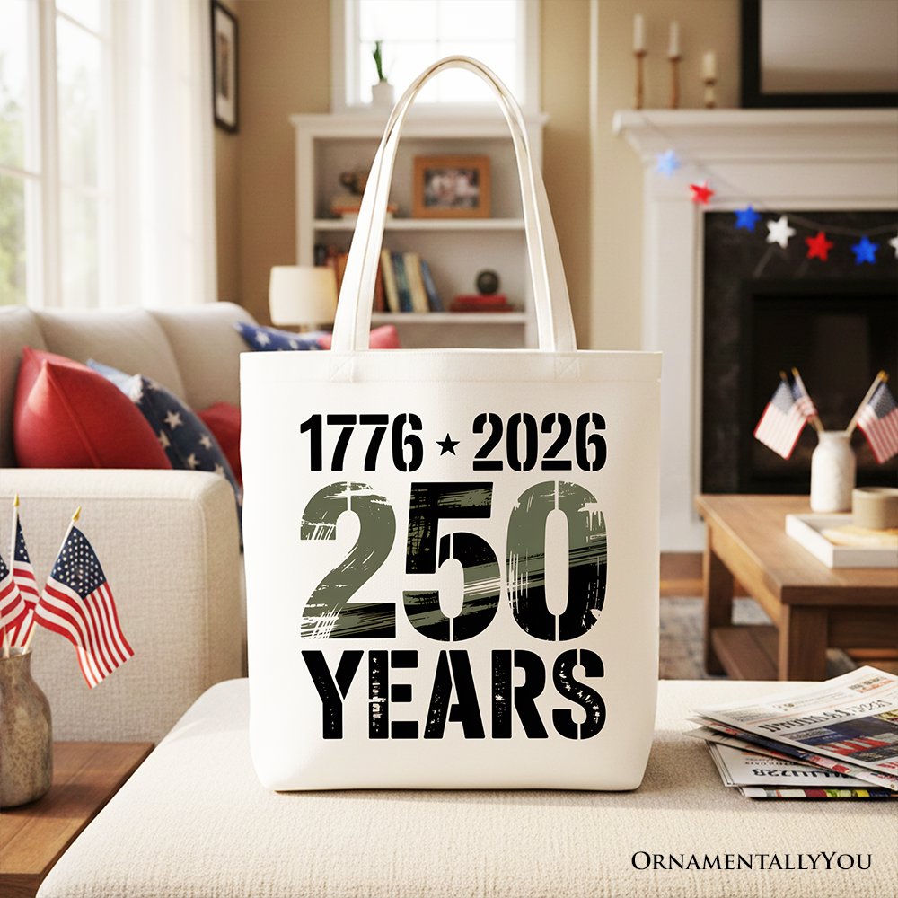USA 250 Years Anniversary Tote Bag 1776-2026 Patriotic Shopper