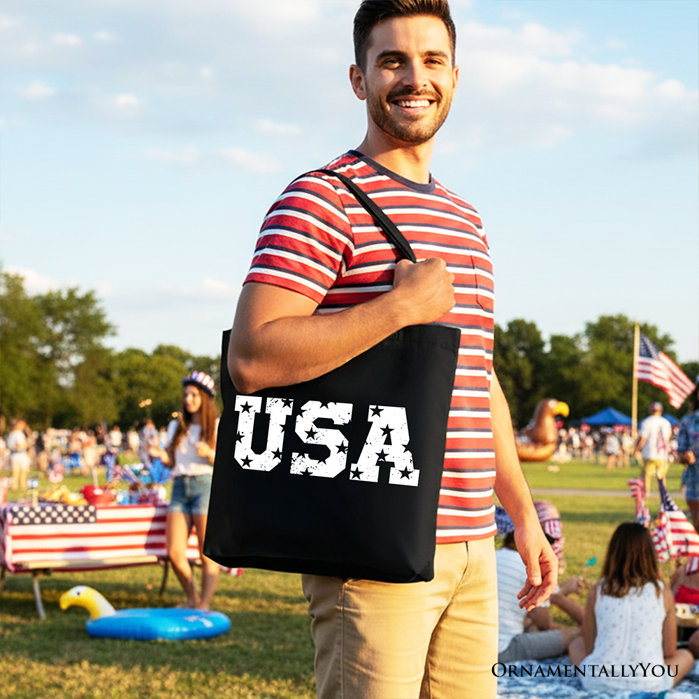 USA Patriotic Cotton Tote Bag for Independence Day & Daily Use