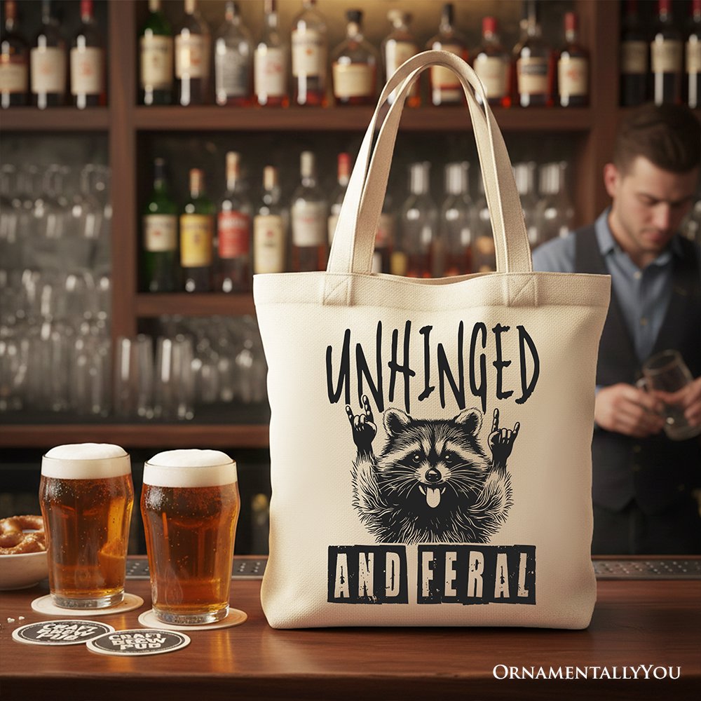 Unhinged and Feral Raccoon Canvas Tote Bag, Graphic Shopper