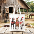 Valentine Horses Western Tote Bag, Country Lover Cotton Shopper