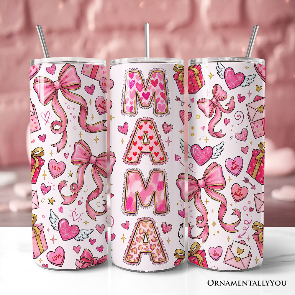 Valentine Mama Coquette Bow 20oz Stainless Steel Travel Tumbler