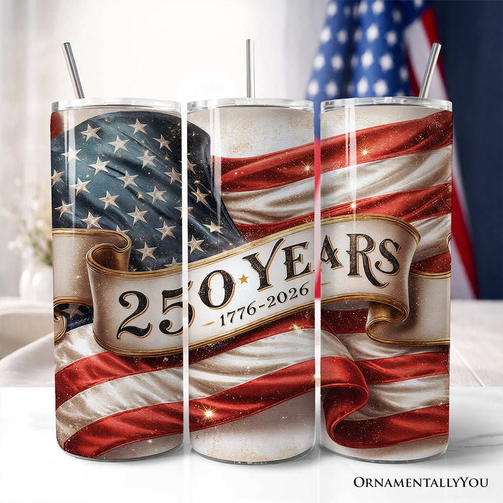 20oz personalized stainless steel travel tumbler with vintage American flag design