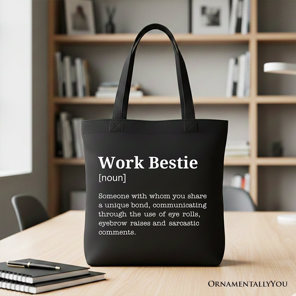 Work Bestie Definition Canvas Tote Bag, Funny Office Gift