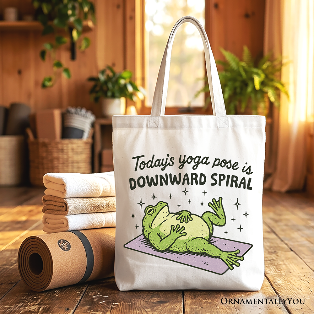 Yoga Frog Downward Spiral Tote Bag – Humorous Cotton Shopper