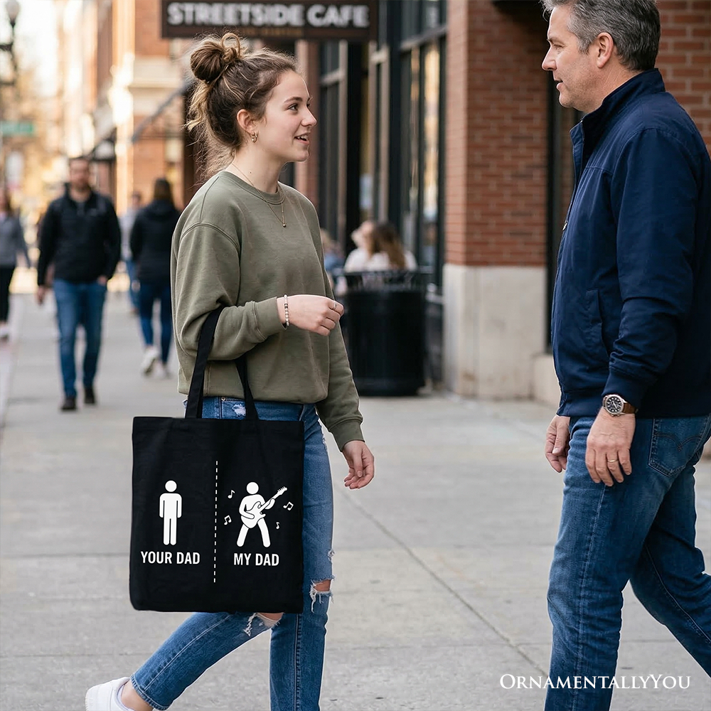 Funny Bass Guitar Rock Dad Tote Bag - Cool Father's Day Gift